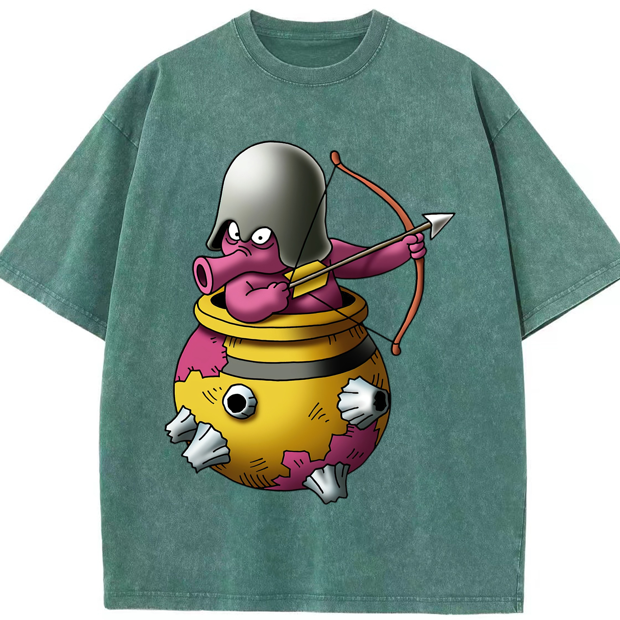 （画像用） ドラゴンクエスト Doragon Kuesuto Dragon Quest 綿100% ヴィンテージ風 半袖Tシャツ（フロントプリント）